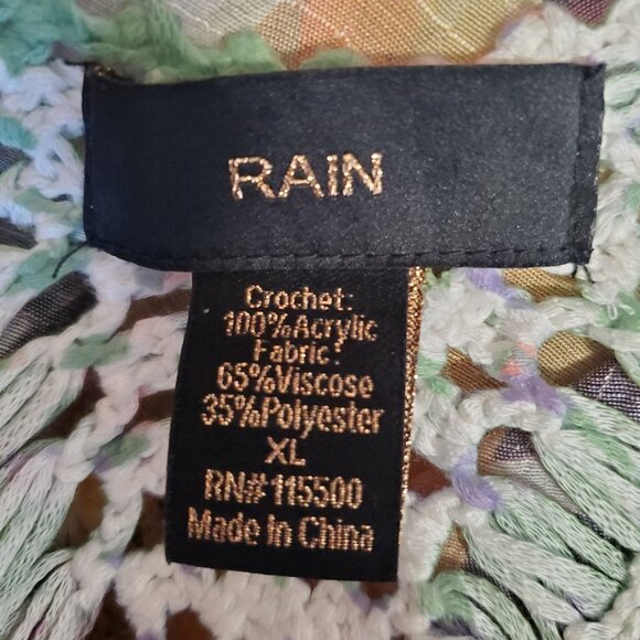 Rain Womens XL Rainbow Boho Floral Crochet Tunic Beach Bathingsuit Coverup - Picture 11 of 11